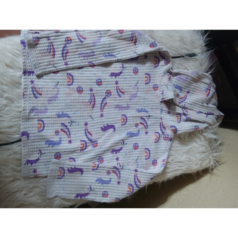 Garanimals Toddler Girls Waffle Knit Hoodie Unicorn Rainbow White Purple 4T